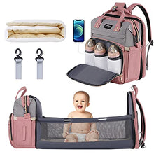 Load image into Gallery viewer, Xinsilu Baby Diaper Bag Backpack with Changing Station Dad Mom Travel Diaper Bag Large Diaper Bags Gifts for Baby Boy Girl,Pink-Gray