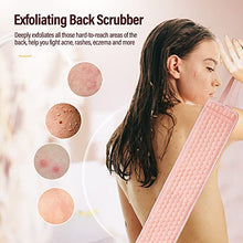 Load image into Gallery viewer, 2 Pack 36.5 Inch Long Loofah Back Scrubber Set with Exfoliating Glove and Sponge Pad for Women and Men, Beige & Pink