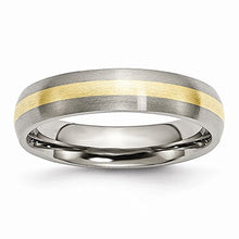 Load image into Gallery viewer, ICE CARATS Titanium 14k Yellow Inlay 5mm Brushed Wedding Ring Band Size 7.00 Precious Metal Fine Jewelry for Women Gifts for Her