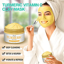 Load image into Gallery viewer, Turmeric Facial Mask,Turmeric Mud Mask with Vitamin C Kaolin Clay and Turmeric for Radiant Skin,Organic Turmeric Face Mud Mask for Deep Cleansing Blackheads and Acnes Control (4 oz)