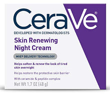 Load image into Gallery viewer, CeraVe Skin Renewing Night Cream | Niacinamide, Peptide Complex, and Hyaluronic Acid Moisturizer for Face | 1.7 Ounce