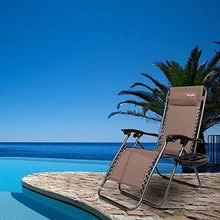 Load image into Gallery viewer, Bonnlo Infinity Zero Gravity Chair, Outdoor Lounge Patio Chairs with Pillow and Utility Tray Adjustable Folding Recliner for Deck,Patio,Beach,Yard Pack 2(Brown)