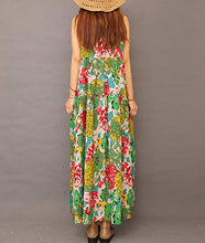 Load image into Gallery viewer, YESNO Women Casual Loose Bohemian Floral Print Dresses Empire Waist Spaghetti Strap Long Maxi Summer Beach Swing Dress XS-5X E75 (XS, As Picture10-Multi-Colored)