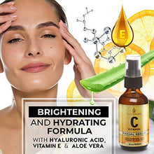 Load image into Gallery viewer, Vitamin C Serum for Face (2oz) with Hyaluronic Acid and Vitamin E Natural Skin Care Facial Treatment Neck & Chest Anti-Aging Serum Fights Pigmentation Fine Lines and Wrinkles