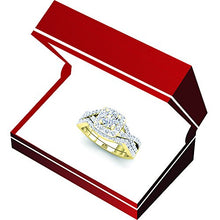 Load image into Gallery viewer, Dazzlingrock Collection 1.80 Carat (ctw) 10K Round Cubic Zirconia CZ Bridal Halo Engagement Ring Set, Yellow Gold, Size 5.5