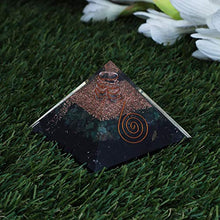 Load image into Gallery viewer, Crocon Black Tourmaline & Green Aventurine Gemstone Orgone Pyramid with Crystal Point for Energy Generator Reiki Healing Chakra Stone Balancing EMF Protection Spiritual Metaphysical Size: 2.5-3 Inch