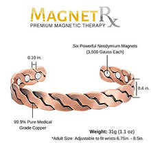 Load image into Gallery viewer, MagnetRX® Pure Copper Magnetic Bracelet - Arthritis Pain Relief & Carpal Tunnel Magnetic Therapy Copper Bracelets for Men - Adjustable Cuff + Gift Box (Copper | Medium - Large)
