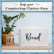 Load image into Gallery viewer, Home Acre Designs Bread Box - Large Farmhouse Decor Style Pantry Organization and Storage Container for Countertop - Rustic Kitchen Decor
