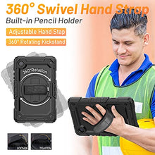 Load image into Gallery viewer, HXCASEAC Samsung Galaxy Tab A7 Lite Case 2021 with Screen Protector Pencil Holder, Heavy Duty Shockproof Cover, 360 Rotating Stand & Hand Strap for Tab A7 Lite 8.7 Inch Case SM-T220/T225/T227, Black