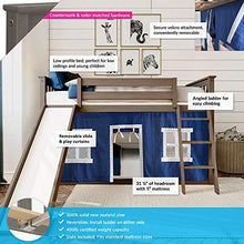 Load image into Gallery viewer, Max & Lily Low Bunk Bed with Slide and Blue Curtains, Twin, Clay