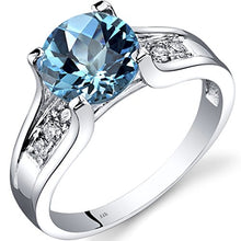 Load image into Gallery viewer, 14K White Gold Swiss Blue Topaz Diamond Cocktail Ring 2.25 Carats Size 9