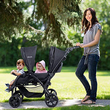 Load image into Gallery viewer, BABY JOY Double Baby Stroller, Foldable Double Seat Tandem Stroller with Adjustable Backrest, Push Handle and Footrest, Lockable Wheels, 5 Points Safety Belts (Black)