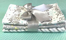 Load image into Gallery viewer, Gray Burp Cloth Set, 3 Baby Burp Cloths, Cotton Burp Cloths, Flannel Burp Cloths, Gender Neutral Burp Cloths, Trendy Burp Cloths, Baby Shower Gift, Baby Gift, Layette Burp Cloths