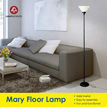 Load image into Gallery viewer, Floor Lamp by Light Accents - Mary Floor Lamp for Living Rooms - Standing lamp - Pole Light - Torchiere Floor Lamp - Bedroom Floor Lamp - Torch Lamps Bright Reading Light with White Shade - Black
