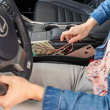 Load image into Gallery viewer, Lusso Gear 2 in 1 Car Seat Gap Organizer - Universal Fit, Storage Pockets Adjust, 2 Set Car Seat Crevice Storage Box, Helps Reduce Distracted Driving & Holds Phone, Money, Cards, Keys, Remote
