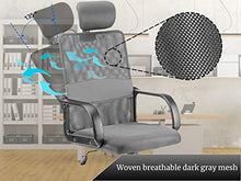 Load image into Gallery viewer, Halter Ergonomic Executive Mesh Office Chair with Headrest, Thick, Compact Seat Cushion, Smooth-Glide Wheels, Durable Chrome Base, Easy Assembly (Dark Gray)