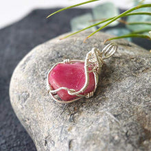 Load image into Gallery viewer, Raw Pink Real Ruby Crystal Pendant Necklace - 18 Inch Sterling Silver - July Genuine Birthstone Birthday Women's Jewelry Vintage Gift Idea