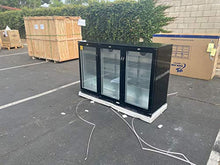 Load image into Gallery viewer, Beer Back Bar Cooler 3 Glass Door (Swing or Sliding Door -Customizable) 53" Width Beer Fridge NSF Certified Beverage Refrigerator 11.8 cu.ft Under Counter Height 35°-46°F Black bb3dup