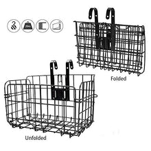 Load image into Gallery viewer, HOMEE Folding Rear Bike Basket - Wire Mesh Detachable Front Bag, Handlebar Basket Rear Hanging Bicycle Bag Cargo Rack for Mountain Bike Accessories Storage Frame 1 Pack Gift for Father's Day
