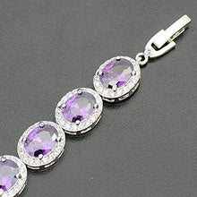 Load image into Gallery viewer, Oval Ladies Tennis Bracelet Garnet White Topaz Amethyst Citrine Peridot Pink Topza 7 inch (Amethyst)