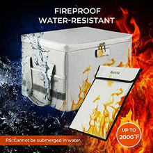 Load image into Gallery viewer, RichYa Fireproof Document Box with Lock, Foldable, with Handles, Waterproof and Fireproof Document Storage Box, for Storing Important Items such as Letters | Documents | Books | Certificates, etc.
