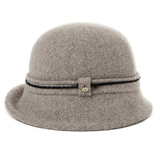 Load image into Gallery viewer, Winter Bucket Cloche Hat for Women Wool Felt 1930s Vintage Fedora Bowler Church Derby Party Ladies Camel