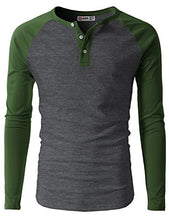 Load image into Gallery viewer, H2H Mens Casual Slim Fit Raglan Baseball Three-Quarter Sleeve Henley T-Shirts Sky US L/Asia XL (CMTTS0229)