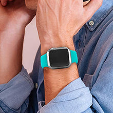 Load image into Gallery viewer, Huishang Compatible for Apple Watch Band 38mm with Screen Protector Case, Soft Silicone Sport Replacement Wristband for iWatch Series 3 2 1 (38mm, Teal)