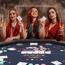 Load image into Gallery viewer, RayChee Poker Table Foldable, 8 Player Octagonal Folding Portable Texas Holdem Table with Water-Resistant Cushioned Rail, 8 Stainless Steel Cup Holders, Casino-Grade Felt Surface (Black)