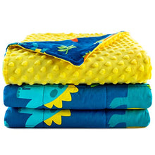 Load image into Gallery viewer, Sivio Kids Weighted Blanket & Removable Duvet Cover Set 100% Cotton Weighted Comforter with Glass Beads, 3lbs 36 × 48 inch, Minky Dotted Cover Machine Washable, Blue Dinosaur
