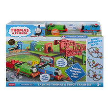Load image into Gallery viewer, Thomas & Friends Talking Thomas & Percy Train Set UK English Edition, large motorized train and track set for kids ages 3 years and older