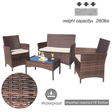 Load image into Gallery viewer, Homall 4 Pieces Outdoor Patio Furniture Sets Rattan Chair Wicker Set, Outdoor Indoor Use Backyard Porch Garden Poolside Balcony Furniture Sets (Brown and Beige)
