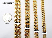 Load image into Gallery viewer, Gold Cuban Link Chain Necklace for Men Real 14.4MM 14K Karat Diamond Cut Heavy w Solid Thick Clasp US MADE (22)