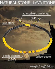 Load image into Gallery viewer, Lightock Anklets for Women Lava Rock Bracelet Essential Oil Diffuser Healing Crystal Energy Ankle Bracelets (Lava Stone/Yellow Agate)