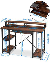 Load image into Gallery viewer, QooWare Computer Desk with Shelves, 47" Writing Desk w/Keyboard Tray & Monitor Stand Riser - Achieve More, Strain Less - Large Desk Space Wooden Study Table for Home Office