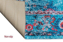 Load image into Gallery viewer, Mylife Rugs Traditional Vintage Non Slip Machine Washable Distressed Printed Area Rug, Turquoise Red 3'x5'