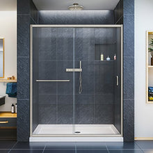 Load image into Gallery viewer, DreamLine Infinity-Z 50-54 in. W x 72 in. H Semi-Frameless Sliding Shower Door, Clear Glass in Brushed Nickel, SHDR-0954720-04