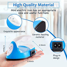 Load image into Gallery viewer, Mini Craft Iron Mini Heat Press Mini Iron Portable Handy Heat Press Small Iron with Charging Base Accessories for Beads Patch Clothes DIY T-Shirts Shoes Heat Transfer Vinyl Projects (Blue)