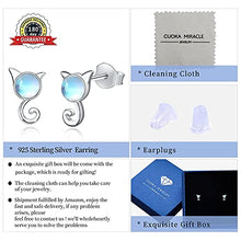 Load image into Gallery viewer, Cat Earrings, 925 Sterling Silver Moonstone Cat Stud Earrings Cute Animal earrings Moonstone Stud Earrings Cat Jewelry for Women Hypoallergenic Earrings for Sensitive Ears