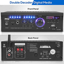 Load image into Gallery viewer, Wireless Bluetooth Home Stereo Amplifier - 2x120 Watt Power Amplifier Home Audio Bluetooth Receiver System W/Blue Led Display, USB/SD, AUX, RCA, Headphone Jack - Remote - Pyle PCAU46BA