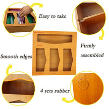 Load image into Gallery viewer, ECOGREDA Bamboo Ziplock Bag Storage Organizer for Kitchen Drawer,Openable Top Lids Food Storage Bag Holders and Dispenser Compatible with Ziploc, Glad, Gallon, Quart, Sandwich & Snack Bags