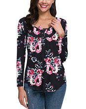 Load image into Gallery viewer, HAOMEILI Women Casual Tunic Blouses Short Sleeve V-Neck Pleated Floral Summer Shirt Tops XS Blue Kacip