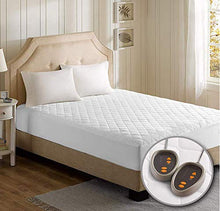 Load image into Gallery viewer, Beautyrest Cotton Blend Heated Mattress Pad Secure Comfort Technology - Luxury Quilted Electric Mattress Pad with Deep Pocket - 5-Setting Heat Controllers, Queen, White