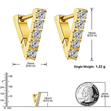Load image into Gallery viewer, BUEMMR Geometric Triangle AAAAA+ Cubic Zirconia Small Hoop Earrings, 14k Gold Plated Jewelry Gift for Women Girls