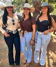 Load image into Gallery viewer, Rhinestone Belt for Women SUOSDEY Western Cowgirl Bling Studded Leather Belt for Jeans Pants,golden,M