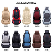 Load image into Gallery viewer, OASIS AUTO OS-001 Leather Car Seat Covers, Faux Leatherette Automotive Vehicle Cushion Cover for 5 Passenger Cars & SUV Universal Fit Set for Auto Interior Accessories (Full Set, Black)