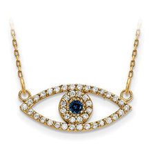 Load image into Gallery viewer, FB Jewels 14K Yellow Gold Small Diamond and Sapphire Evil Eye Chain Necklace