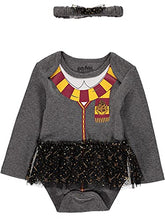 Load image into Gallery viewer, Harry Potter Baby Girls' Bodysuit with Tutu Skirt and Headband (Grey/Red/Orange, 6-9 Months)