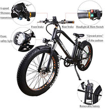 Load image into Gallery viewer, NAKTTO 26" 500W Electric Bicycle Fat Tire Mountain EBike 6 Speeds Gear, Removable 48V12A Lithium Battery Smart Multi Function LED Display - with 48V12A Lithium Battery