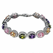 Load image into Gallery viewer, Oval Ladies Tennis Bracelet Garnet White Topaz Amethyst Citrine Peridot Pink Topza 7 inch (Multi Genstones)